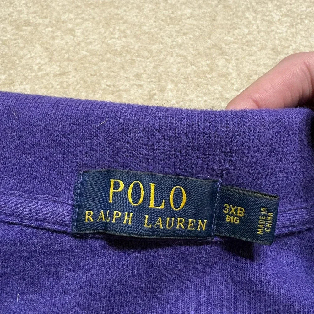 Polo Ralph Lauren Sweater Mens 3XB Big Purple Cotton 1/4 Zip Mock Neck Pony